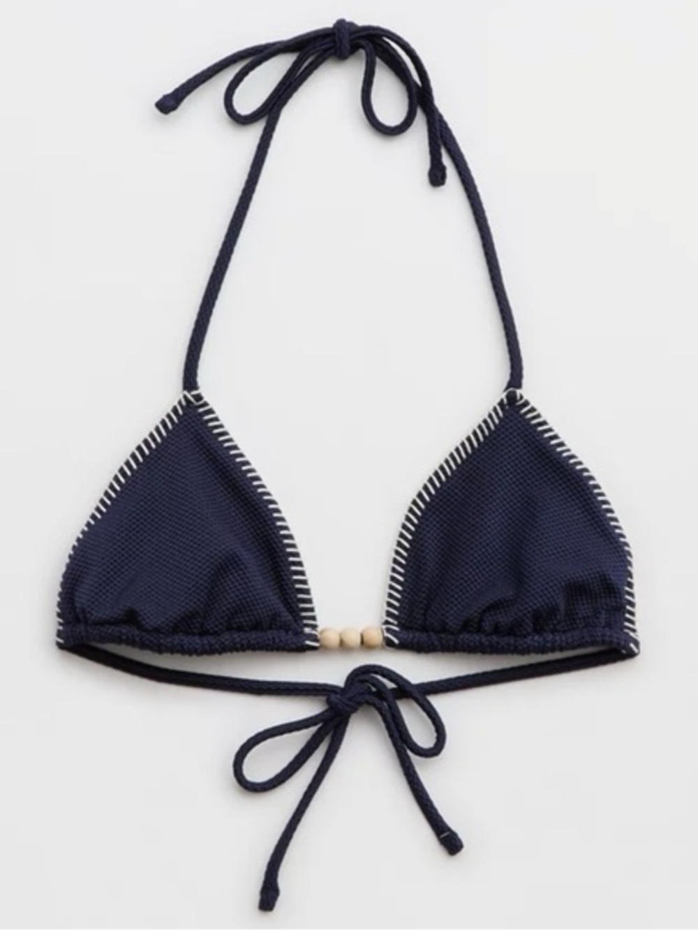 NWT Aerie Shine Pique String Triangle Bikini in Navy Blue
